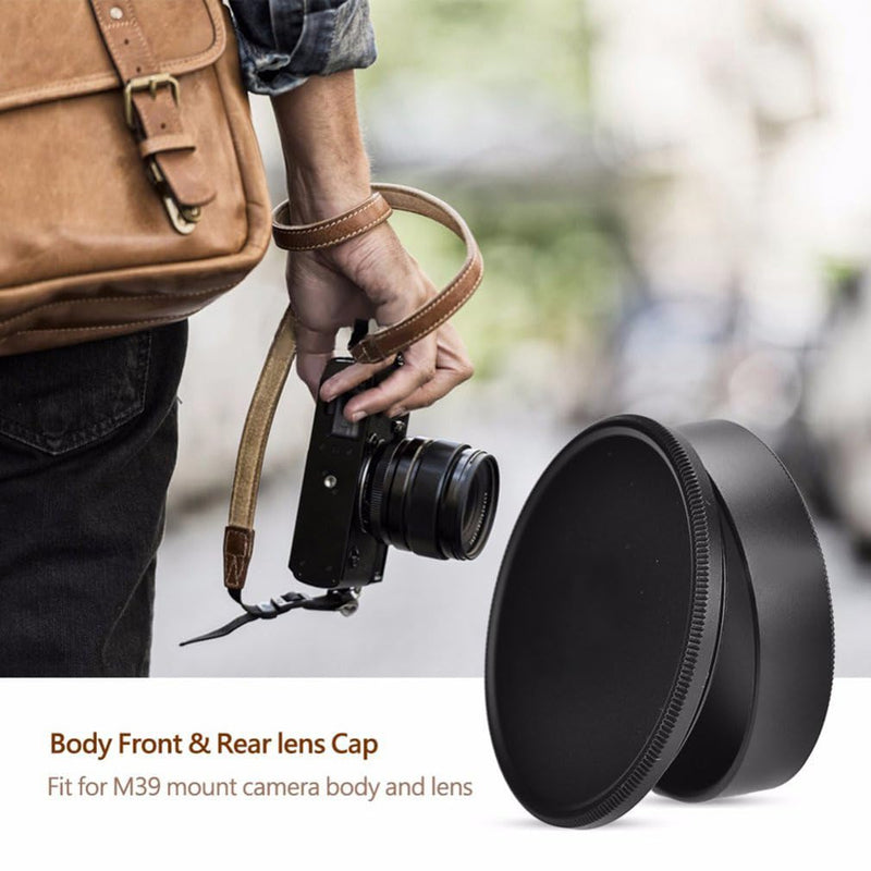 [AUSTRALIA] - Metal M39 Body Cap and Rear Lens Cap Set, CNC Machined Aluminum Alloy Camera Front Body & Lens Rear Cover for Leica Thread Mount (LTM) L39 M39 39mm Screw Mount (LSM) Cameras Lenses (Black) Body Cap+Rear Lens Cap Set Black 
