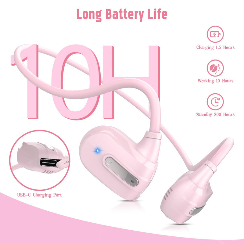 BANIGIPA Kids Headphones, Open Ear Headphones Comfortable for Teens Child Boys Girls, Wireless Bluetooth 5.3 Headset w/Mic for School/Tablet/Travel, 13g Ultra-Light, Protect Hearing, 10H Playtime
