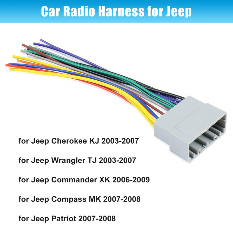 [AUSTRALIA] - Car Radio Wiring Harness Adapter Connector Replacement for 2002-2007 Dodge Ram,2003-2007 Jeep,2000-2007 Chrysler Radio Stereo Audio Video Wire Cable for Jeep/Dodge/Chrysler-02 