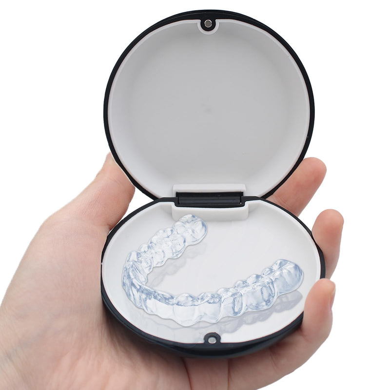 1 piece braces box, denture box, denture container, KFO box, braces box, box for dentures, denture container, for travel and daily use (black)