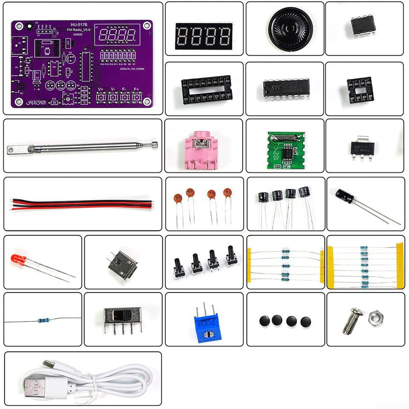 FM Radio Kit Soldering Practice Kits DIY Electronics Soldering Kit Radio Module Receiver Kit 87-108MHz (with Case) With Case