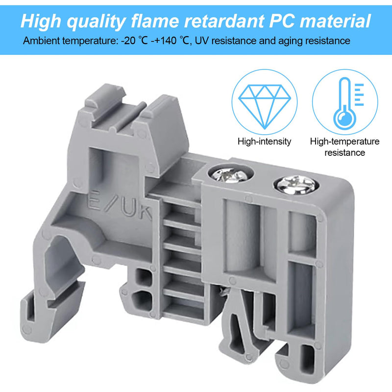 DIN Rail Set, 200 mm DIN Rail Clamps, UK-2.5B Clamp Block, DIN Rail, Terminal Block, Junction Terminal, Control Cabinet Row Terminals, DIN Rail Clamp (1) QL0129a