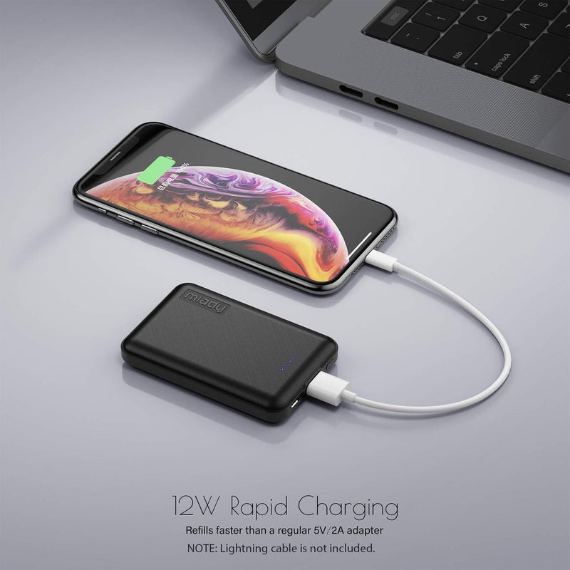 Miady 2-Pack 5000mAh Mini Portable Charger, 5V 2.4A USB-C Output Fast Charging Battery Pack Travel Small Power Bank Phone Charger Compatible with iPhone 16/15 Samsung S24/S22 Google iPad Android etc White+Black