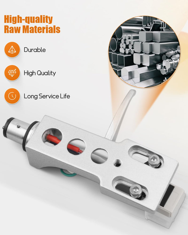 Silver Headshell, AT-3600L Magnetic Cartridge Stylus Fit for Pioneer PLX-1000 PL-518 PL-530 PL-A35 PLX-500 PL-560 PL-200 PL-516 PL-255 PL-200X XL-A700 PL-A45D Silver Headshell