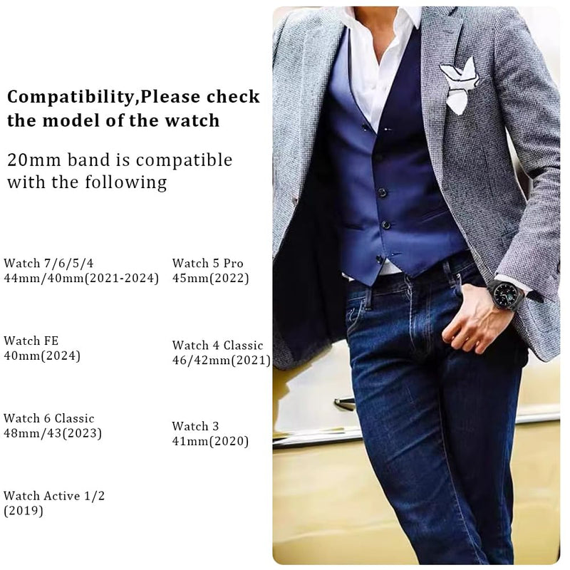 Titanium Bands Compatible with Galaxy Watch 7/6/5/4/FE 44mm 40mm Band, 20mm No Gap Metal Strap for Galaxy Watch 6 Classic Band 47mm 43mm/Watch 5 Pro 45mm/Watch 4 Classic for Women Men Titanium