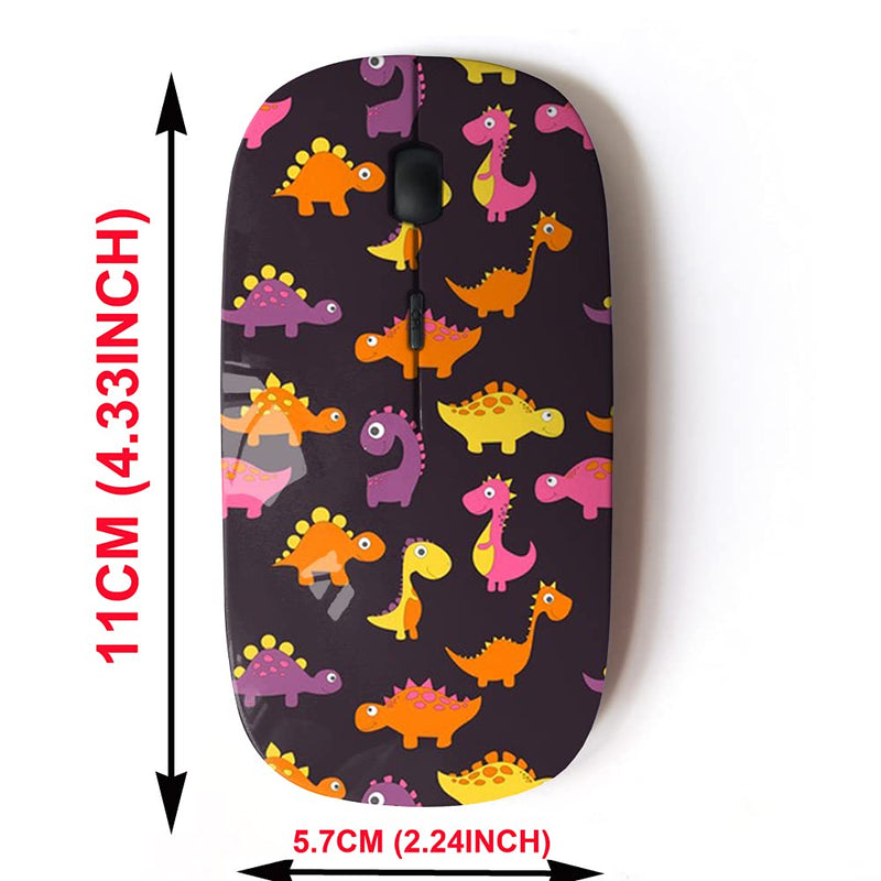 2.4G Wireless Mouse with Cute Pattern Design for All Laptops and Desktops with Nano Receiver - Childish Dinosaur Pattern Fashion