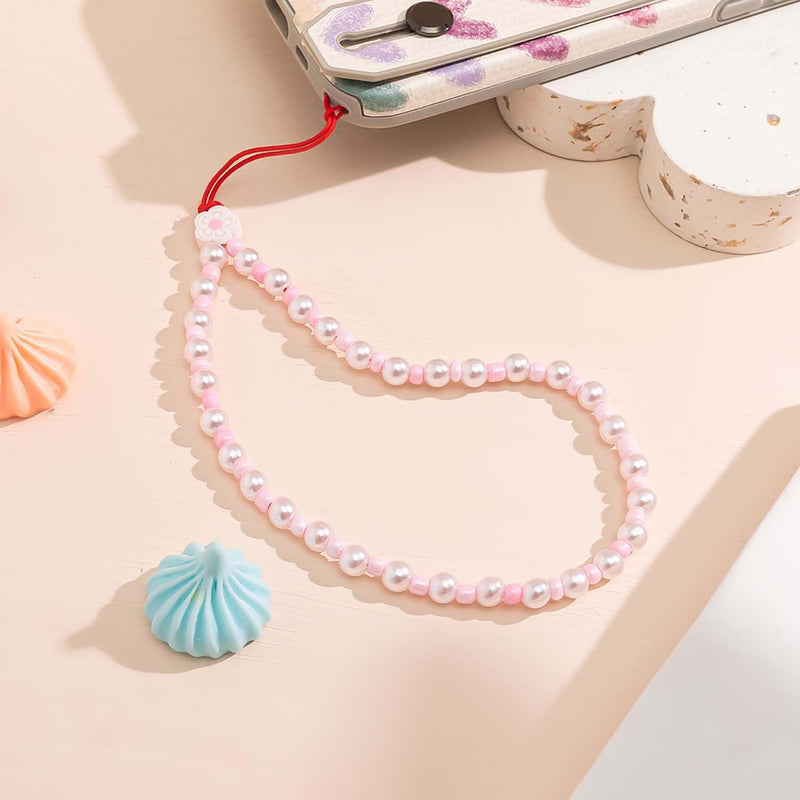 Beaded Phone Charms Lanyard Strap Girly Style Fixed Beads Pearls Lanyards PH-fb-33
