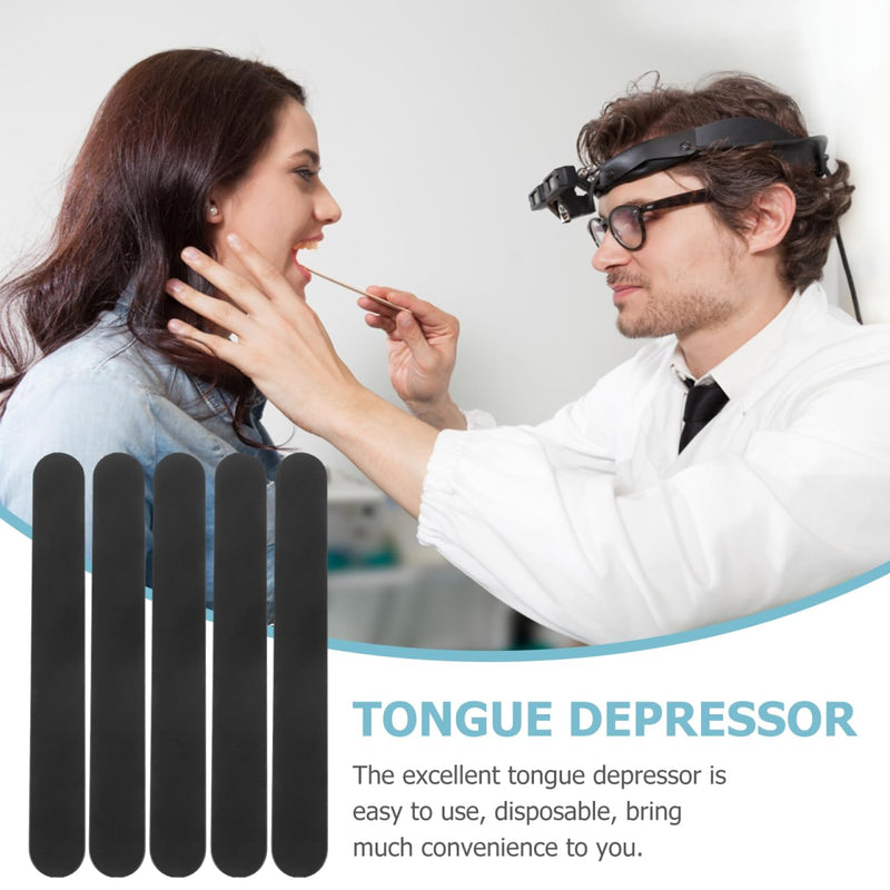 [AUSTRALIA] - JECOMPRIS Plastic Tongue Scraper Lip Cheek Retractors Pack of 25 Oral Care Tongue Depressors Plastic Tongue Scraper Stirring Rod Tool for Laboratory Black 