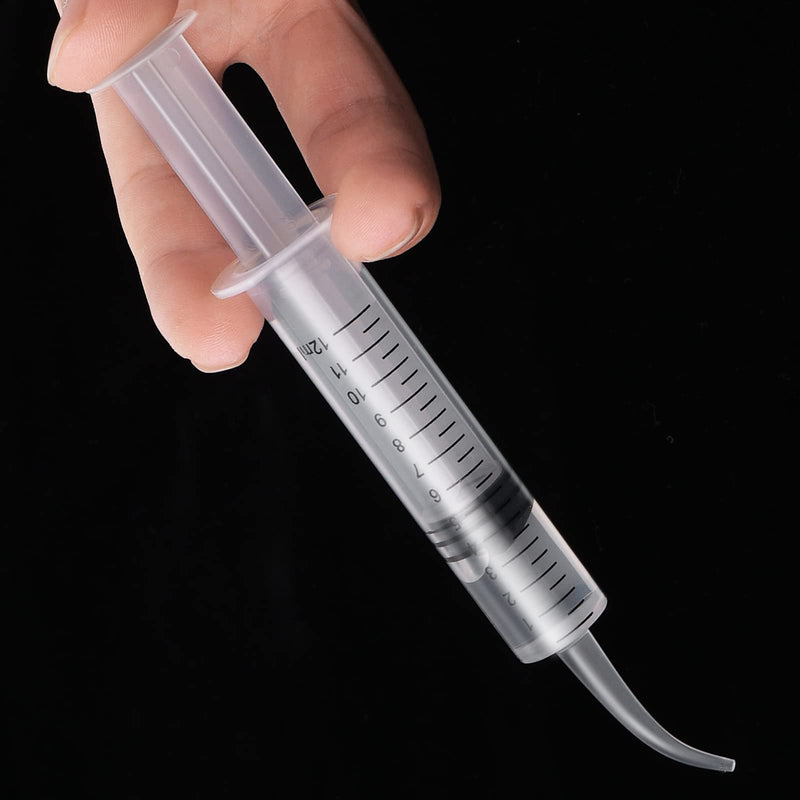 [AUSTRALIA] - Molain Oral Dental Syringe Measurement 10 Pieces 12 ml Ear Cleaning Solution Empty Bottles Adapter Extraction Hook Syringe Removal Tube with Curved Tip Watering Dropper Picks Dental Care 
