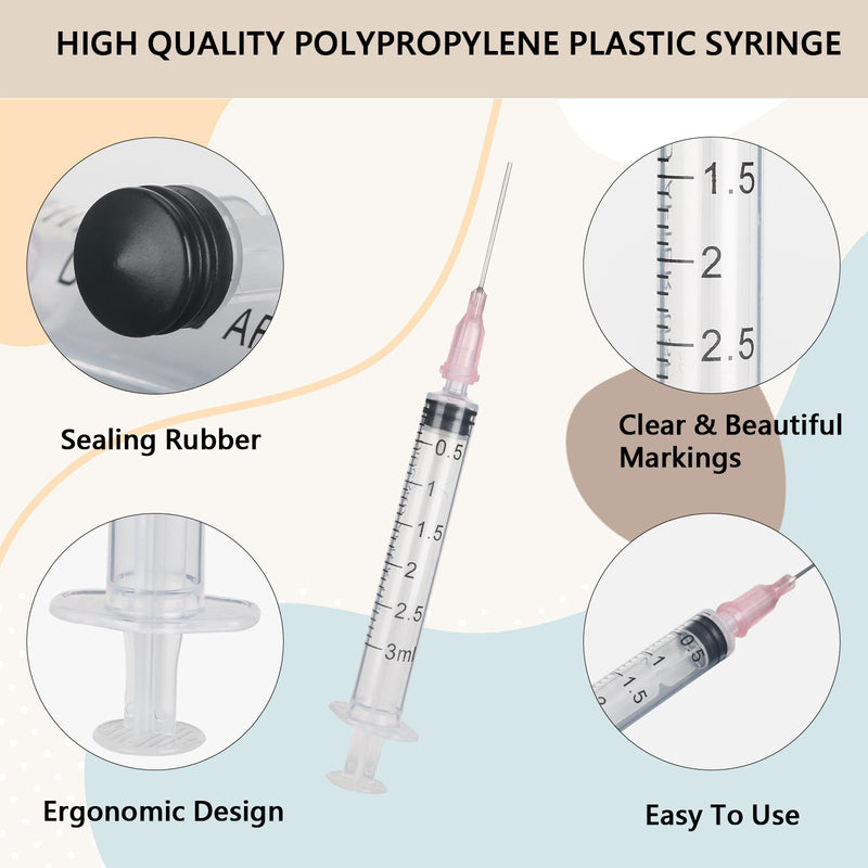 20 Pieces Colostrum Syringe 3 ml Set with Needle, Plastic Syringes of Liquids, Scientific Syringes with Caps for Laboratories, Plant Watering, Refilling and Measuring Liquids