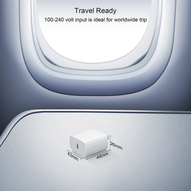 [2 Pack] iPhone 15 14 13 12 11 Charger Block, USB C Wall Charger 20W PD Power Adapter for iPhone 15/15Pro/15Pro Max/15Plus/14/13/12/11, iPad 2Pack