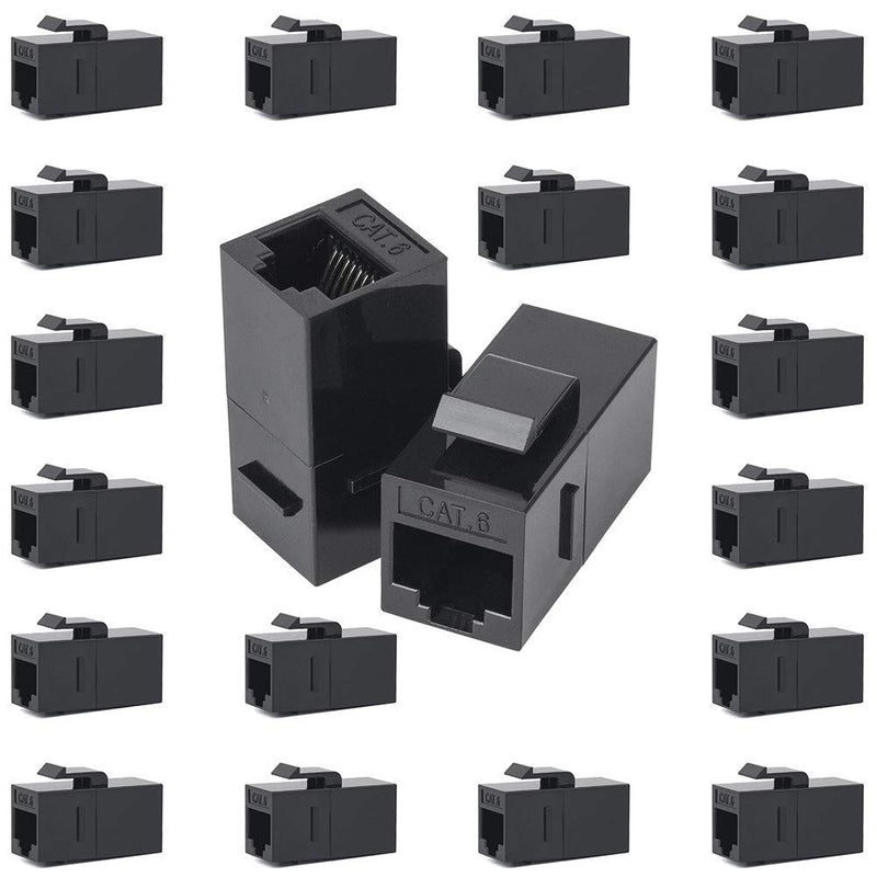 60 Pack Rj45 Coupler Cat6 Cat5 Cat5e Keystone Jack, Black | Network Cable Couplers Extender Adapter Wall Inline Patch Panel Connectors 60Pack Cat6 UTP