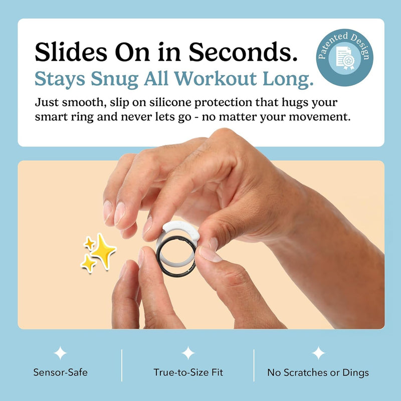 Buffr SMART Ring Protector – Neutral Silicone Ring Guards (3 Pack, Size 8) | Silicone Ring Guards Compatible w/Oura, Ultrahuman, RingConn & More – Slim Fit, Sensor-Friendly Smart Ring Cover for Workout 3Pack
