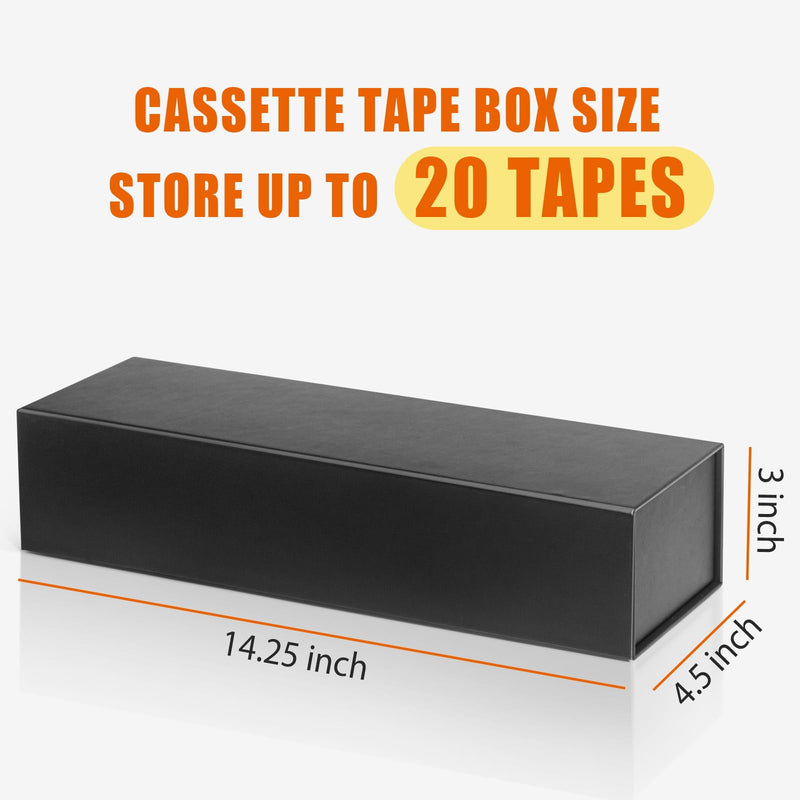 tutata Cassette Tape Storage Box, Cassette Tape Holder 14.25 x 4.5 x 3 Inch, Store Up to 20 Cassette Cases – 1 Pack