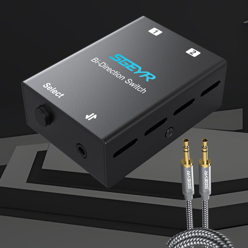 SGEYR Audio Switcher 3.5mm Bi-Direction Switch 2-in-1 Out/ 1-in-2 Out Audio Stereo Mixer Mini Sound Mixer for PC Versatile Connectivity