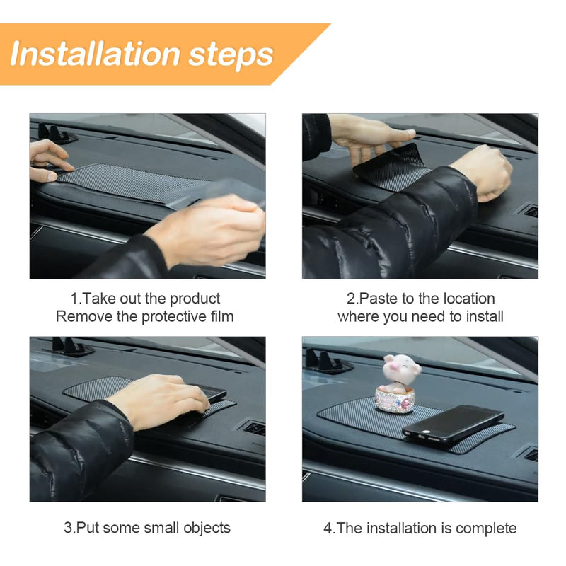 Car Dashboard Anti-Slip Mat, 10.6" x 5.9" Universal PVC Sticky Adhesive Pad for Auto, Multifunctional Vehicle Dash Strong Gripping Pad for Cell Phones Sunglasses Keys GPS Coins (Grid) Grid