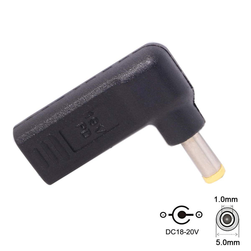 CY USB 3.1 Type C USB-C to DC 5.0x1.0mm Adapter Emulator Trigger 90 Degree Angled Yellow Connector