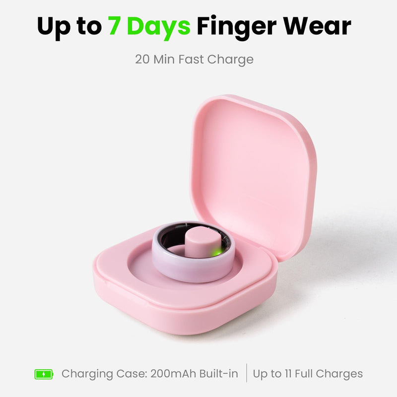 2026 Ceramic Smart Ring for Women&Couples, MounTova-T3-Ring, 24/7 Track Heart Rate, Sleep, SpO2, Stress, Cycles, IP68 Waterproof, No Subscription, iOS&Android (Pink,Size 7) Pink 7"