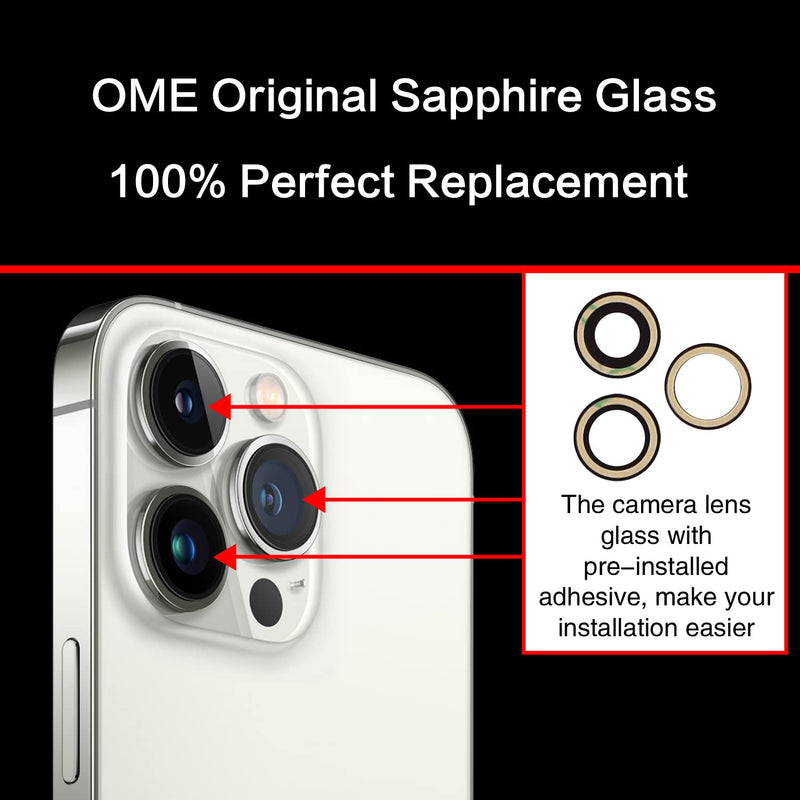 ASDAWN Back Camera Lens Glass Replacement for iPhone 13 Pro and 13 Pro Max, Rear Lens Glass Replacement kit with Pre-Installed Adhesive + Installation Manual + Repair Tool Kit