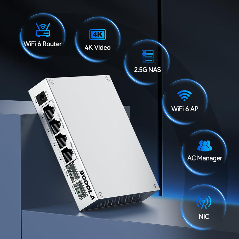 SODOLA 2.5Gb Switch,4 x 2.5G Base-T Ports, 2 x 10G SFP+ | Aluminum Alloy Cooling & Magnetic Mounting,2.5 Gigabit Network Switch Fanless Plug & Play, Unmanaged Multi-Gigabit Switch 4