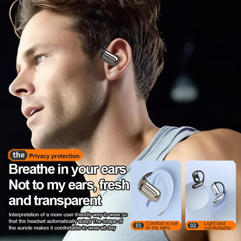Open Ear Earbuds Bluetooth 5.3 Bone Conduction Headphones Wireless Sport Over Earphones Built-in Mic with Ear Hooks Ear Buds With Charging Case IPX5 Waterproof for Running Workout Cycling Driving Black