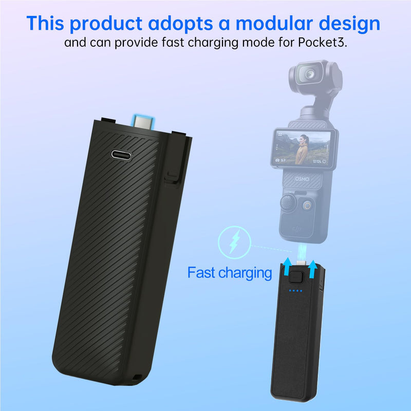 [AUSTRALIA] - Suptig Handle Grip Battery Charger Battery Handle Built-in 5000mAh Battery Compatible for DJI Pocket 3, Xtra Muse Gopro, Insta 360, Akaso, Phone, Digital Camera 