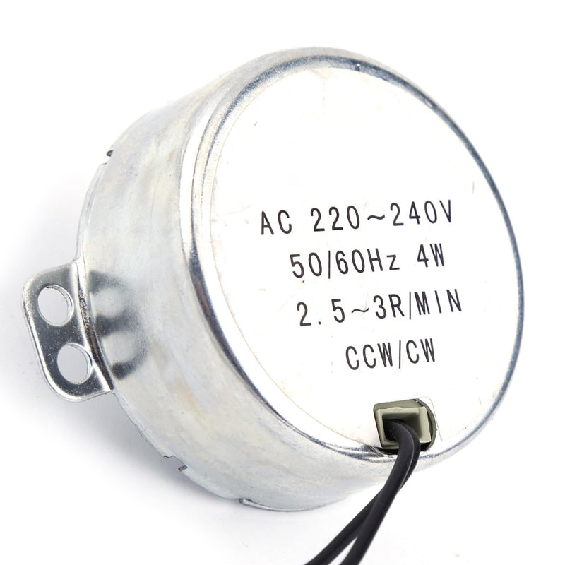 Synchronous Motor, 50/60Hz Frequency 220-240V AC Synchronous Motor Gear Motor 4W Gear Motor CW/CCW, Pyramid Motor Quiet for Microwave Oven Turntable (2.5-3RPM) 2,5–3 U/min