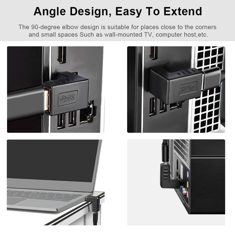 USB 3.0 Adapter 90 Degree Male to Female Combo Vertical Up and Down Angle Coupler Connector by Oxsubor