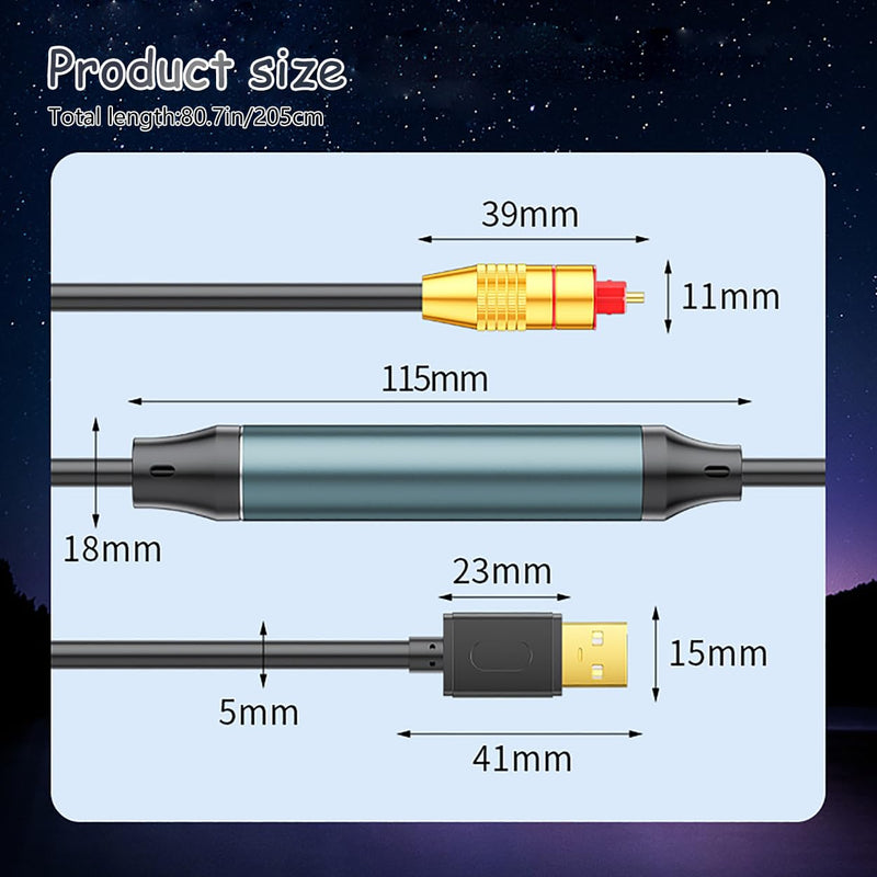 [AUSTRALIA] - ZORZA 1Pcs Plug-and-Play USB to Optical Audio Adapter Cable Unidirectional USB A Male to SPDIF Port Converter Cord for Laptops Desktops Speakers High-Speed PC Sound Card 1.5m/4.92ft 