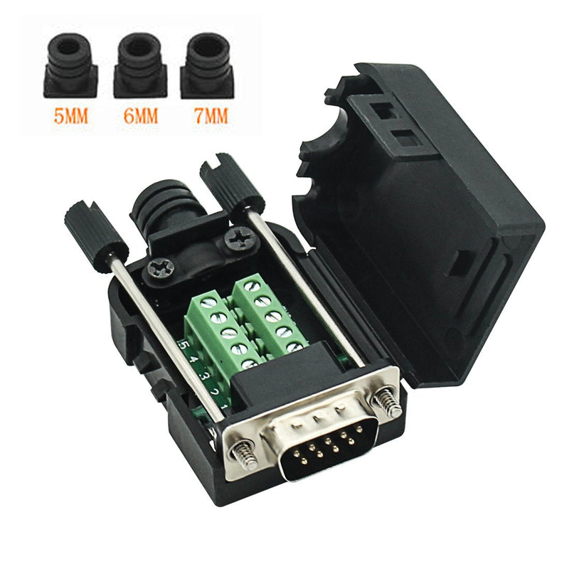 DB9 Breakout Connector DB9 RS232 D-SUB Female and Male Adapter 9-pin Port Adapter to Terminal Connector Signal Module with case(Female Connector,Male Connector DB9 5+5 with case )
