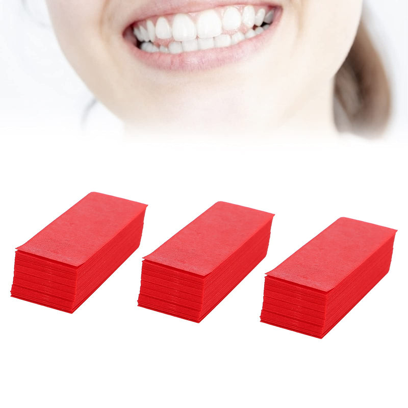 300 Sheets Dental Articulation Paper with Plastic Dispenser, Double-Sided Oral Care Instruments for Occlusal and Interproximal Adjustments (Red) Red