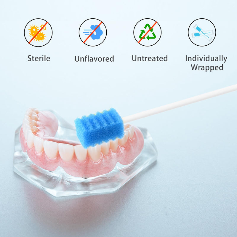 ARGOMAX Mouth Sponges Swabs, Pack of 100 Oral Care Sponge Swabs, Cleaning Mouth Swabs, Oral Hygiene Sponge, Mouth Care Swabs, Cotton Buds, Oral Care Sticks, Foam for Oral Hygiene, Blue
