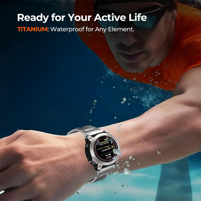 Titanium Band for Garmin Fenix 8/7/7X/6/6X, 22mm 26mm QuickFit Metal Band, Ultra-Lightweight & Hypoallergenic Strap with No Gap Design & Secure Buckle for Fenix/Epix/Forerunner/Instinct/Tactix silver