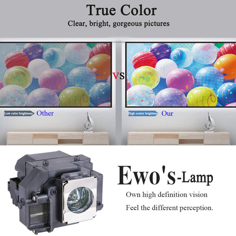 EWO'S ELP54 Replacement Projector Lamp Bulb for Epson ELPLP54/ELPLP58 Powerlite Home Cinema 705HD S7 S9 X9 S8 X7 EX31 EX51 EX71 EX5200 EX7200 EX3200 S10 H310A H311A H331A H368A H369A H376A Projectors 1 Count (Pack of 1)