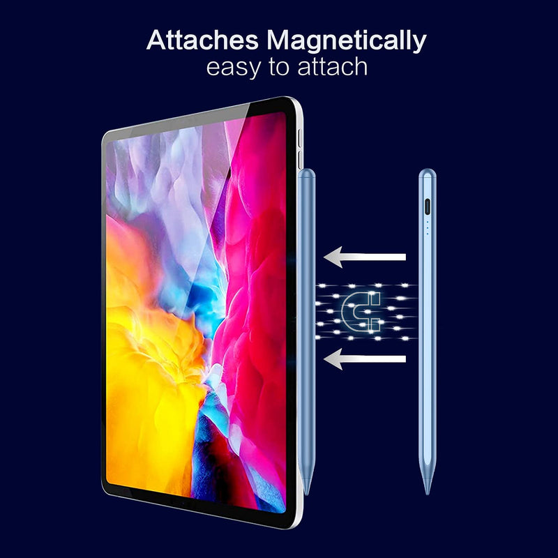 Stylus Pen for iPad, Palm Rejection Apple Pencil for iPad Pro 2021 11/12.9 Inch 2018-2022, iPad 9th Gen, iPad 6/7/8th Gen, iPad Air 3/4/5, Upgraded Tilt Sensitivity Magnetic Stylus Apple Pen, Sky Blue