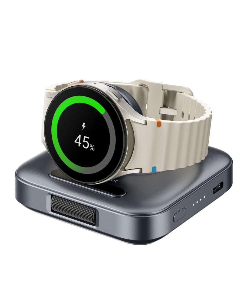 Dual Watch Charger and Portable Charger for Charging Samsung Watch, SwanScout 303S, 1800mAh Wireless Charger for Galaxy Watch 7/Ultra/6/6 Classic/5/5 Pro/4/4 Classic/3/Active 2/Active, for Travel