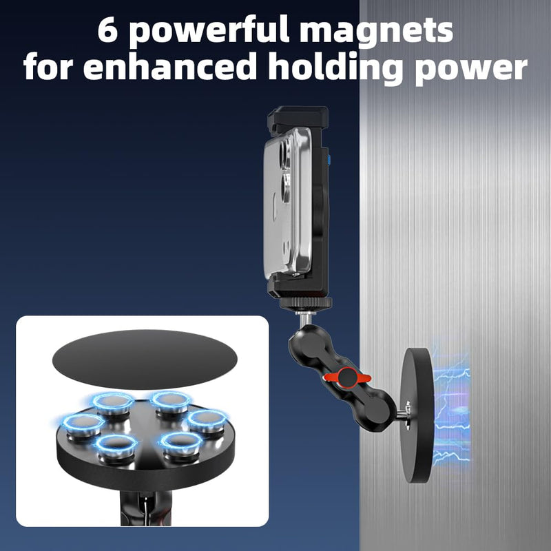 Magnetic Phone Mount for Gym, Kitchen, Workshop, Metal Surfaces | with iPhone 17/16/15/14/13/12 Pro Max and Most Phones