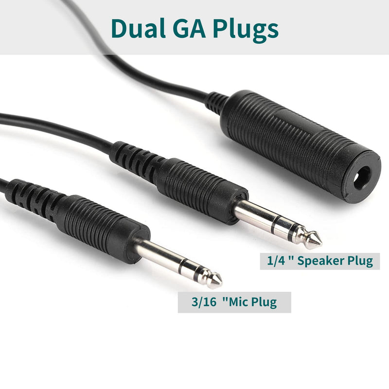 Mugast U 174 Headset Adapter,Portable Headphone Adapter Cable for Helicopter to General Aviation Dual Plugs -