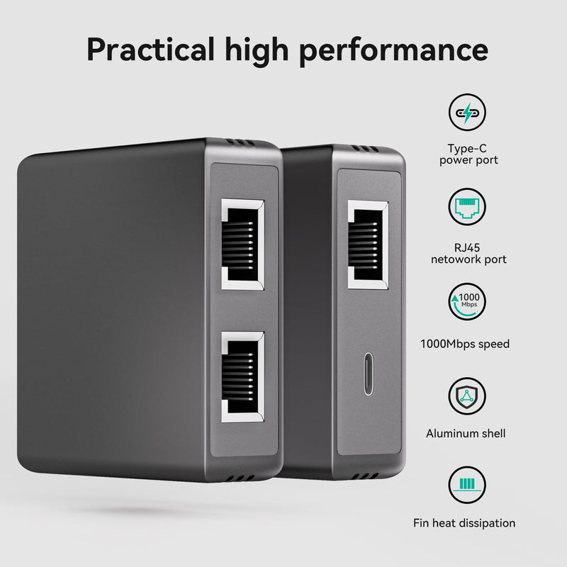 2 Port Gigabit Ethernet Switch, 1000Mbps Network Switch Adapter, Easy LAN Expansion for PC Router, Plug & Play, Stable Wired Connection, RJ45 Cat5/6 Compatible | [DUAL ACTIVE PORTS] Expand 1 RJ45 port into 2 Gigabit Ethernet connections for simultaneou...