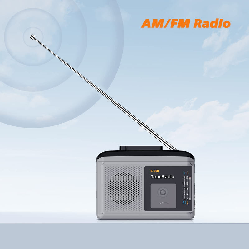 Portable Cassette Players, AM FM Radio Walkman Cassette Player, Built-in Speaker, 2AA Battery or USB Power Supply