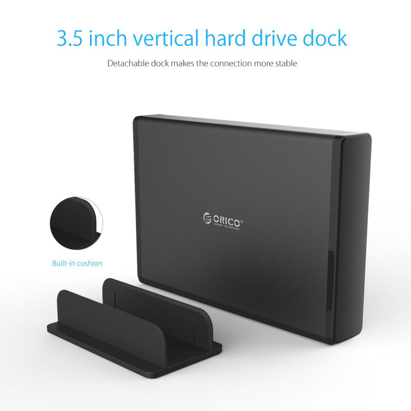 ORICO 3.5 Inch Hard Drive Enclosure with Removable Case, External USB 3.1 Gen 1 to SATA 3.0 Adapter for SATA 3.5 Inch HDD with 12 V 2A Power Supply (20 TB Max, Blue Display) ORICO 7688 USB-C