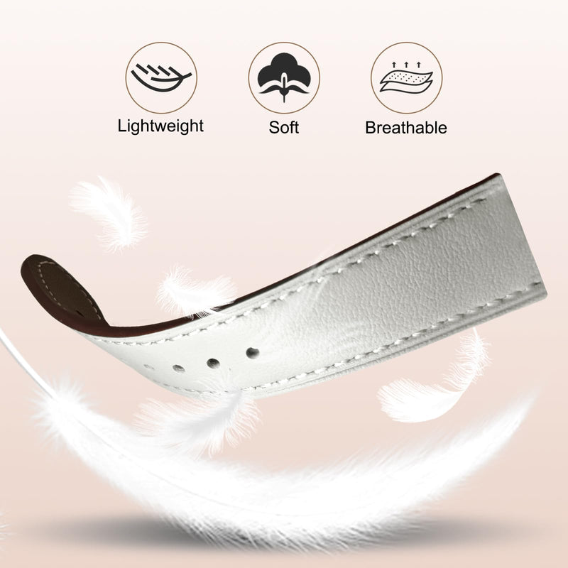 2 Pack Leather Watch Bands(Cream,Brown) Compatible with Samsung Watch 3 45mm, Galaxy 46mm, Gear S3 Frontier, Quick Release Wear-resistant Leather Watch Straps Replacement Band for Women Men