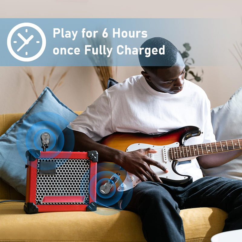 [AUSTRALIA] - 2.4GHz Wireless Guitar System Rechargeable 4 Channels Audio Wireless Guitar Transmitter Receiver for Guitar Bass Electric Instruments, G1 