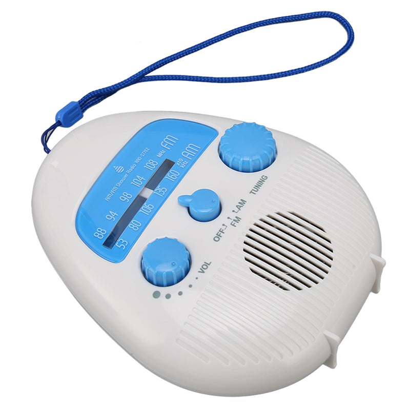 Shower Radio Speaker Battery Operated Shower Radio, ABS Waterproof Bathroom AM FM Radio Built in Mic with Suction Cup, for Home Beach Camping Hiking
