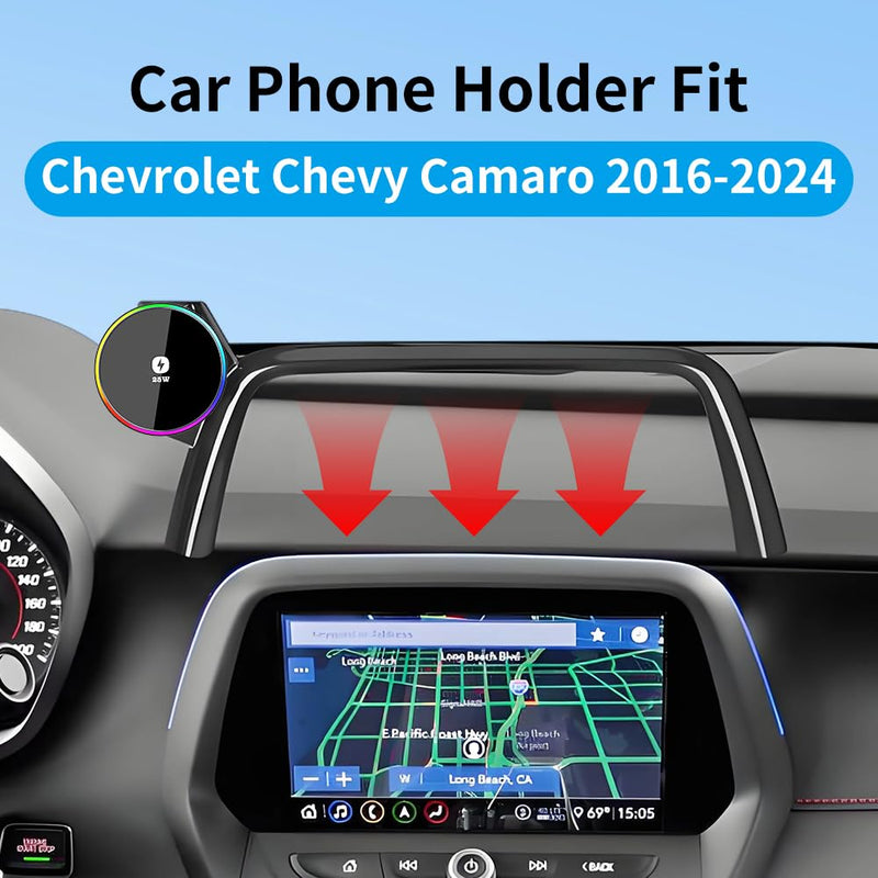 Qi2.2 Max 25W Fast Wireless Car Charger Phone Holder for Chevrolet Chevy Camaro 2016 2017 2018 2019 2020 2021 2022 2023 2024 Auto Accessories Magnetic Cell Phones Mount Compatible with MagSafe