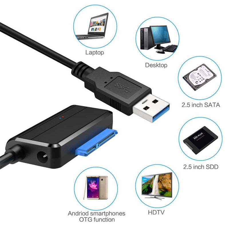 NFHK USB 3.0 to Angled SATA 22 Pin Adapter Cable for 2.5" 3.5inch Hard Disk Drive SSD for Desktop Laptop