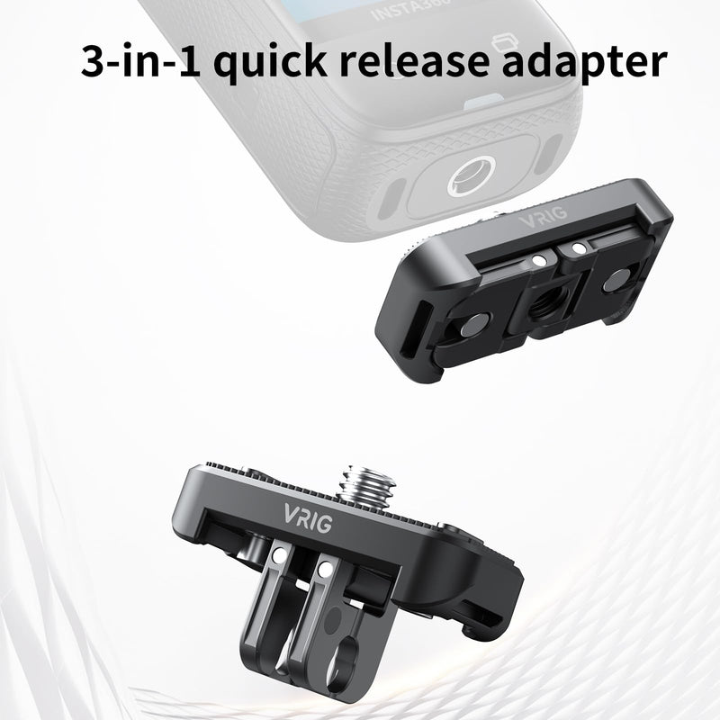 [AUSTRALIA] - VRIG Quick Release Mount for Insta 360 X4 (New Version),Snap-On Magnetic 2 Prong Mount and 1/4" Screw compatible with tripod fixed action camera selfie stick 