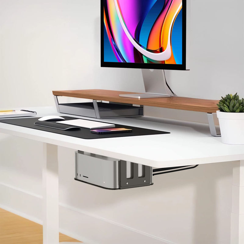 IFCASE Aluminum Under Desk Mount for Mac Studio M4 M3 M2 M1 Max, Ultra with Anti-Scratch Pad (Black) Black