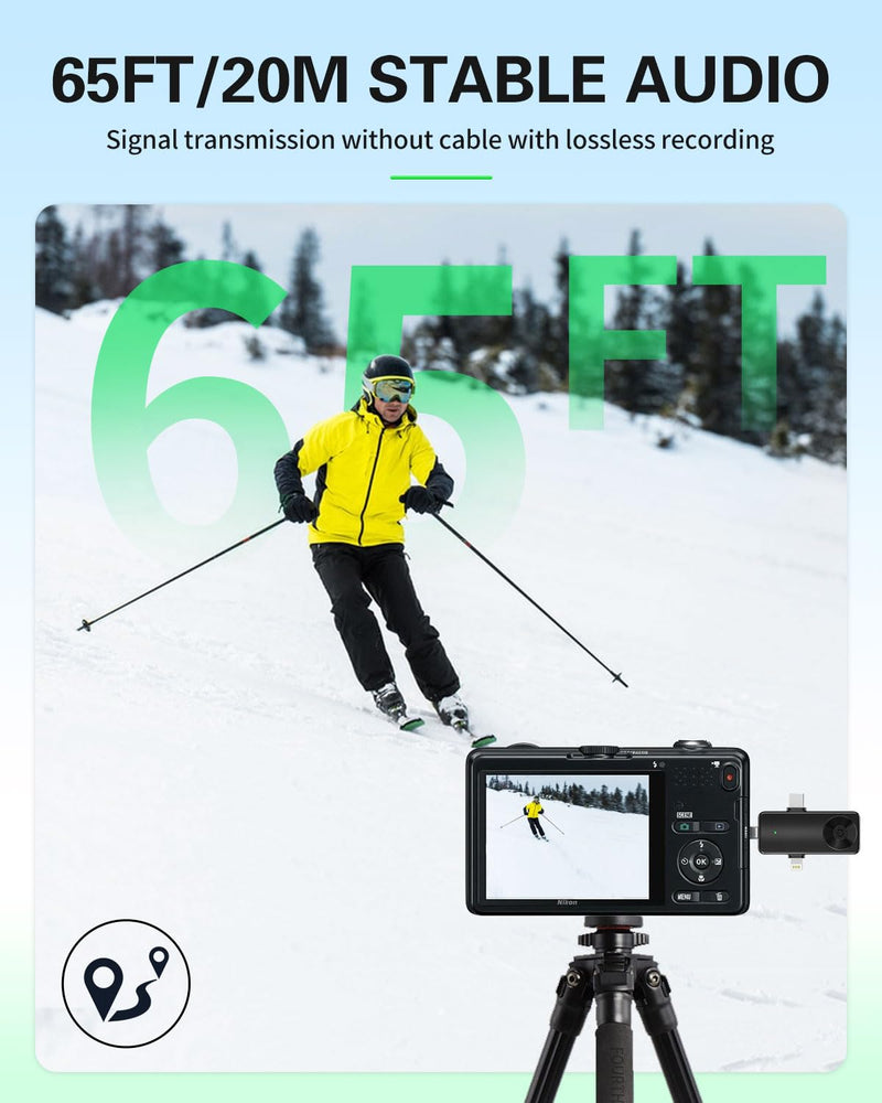 [AUSTRALIA] - Mini Microphone for iPhone Android Camera iPad USB-C, 4 in 1 Professional Wireless Lavalier Lapel Microphone for Recording, Live Stream, YouTube, Facebook, TikTok, Vlog (2 Pcs) 