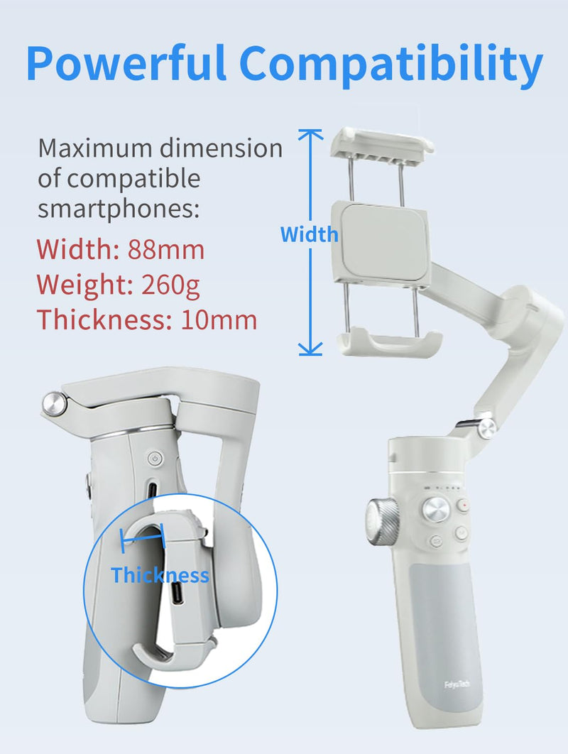 FeiyuTech VB 4SE Gimbal Stabilizer for Smartphone,Foldable Phone Gimbal for Video Recording,Gesture Control,fit iPhone&Android,One-Key Vertical Shot for YouTube,TikTok,Vlog,Live Stream,Max 0.69lb